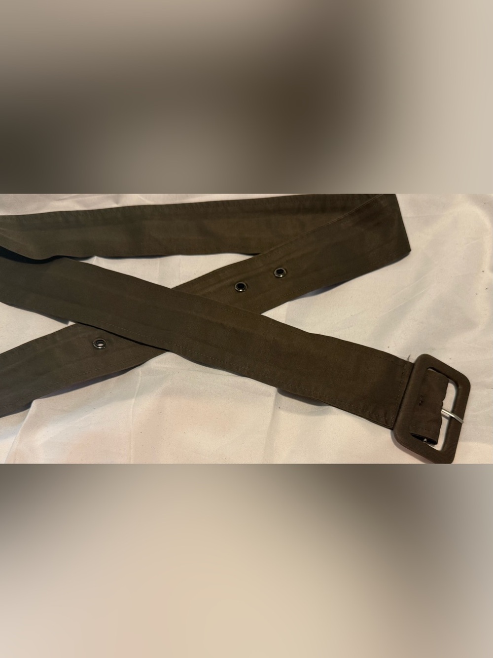 Women’s Army Green canvas Strap Belt with Metal Eyelets